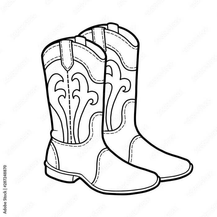 Coloring book cowboy boots